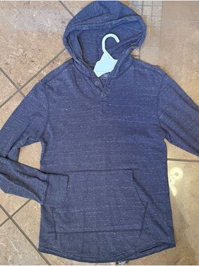 Converse Men's Heather Navy Hooded Henley Pullover
